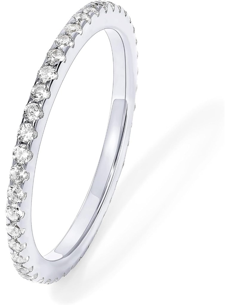 925 Sterling Silver Wedding Band For Women, 14k Gold Plated Cz Ring